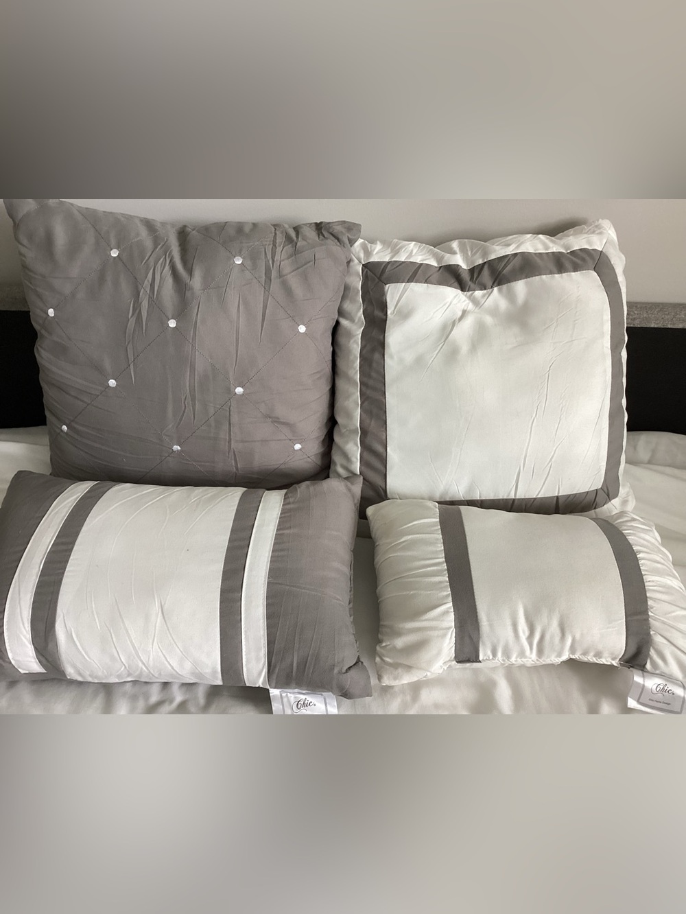 chic Gray and White Decorative Pillow Set - 4pc
